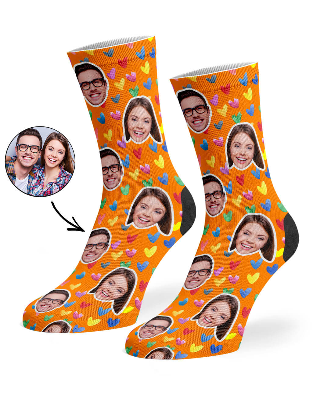 Watercolor Hearts Custom Socks