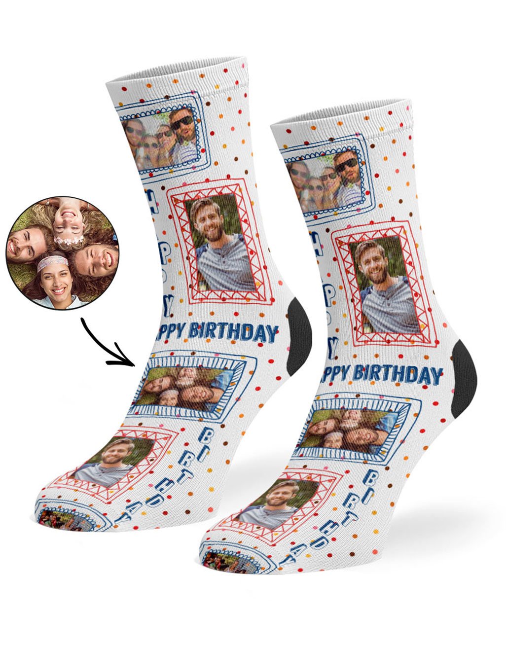Birthday Photo Frame Custom Socks
