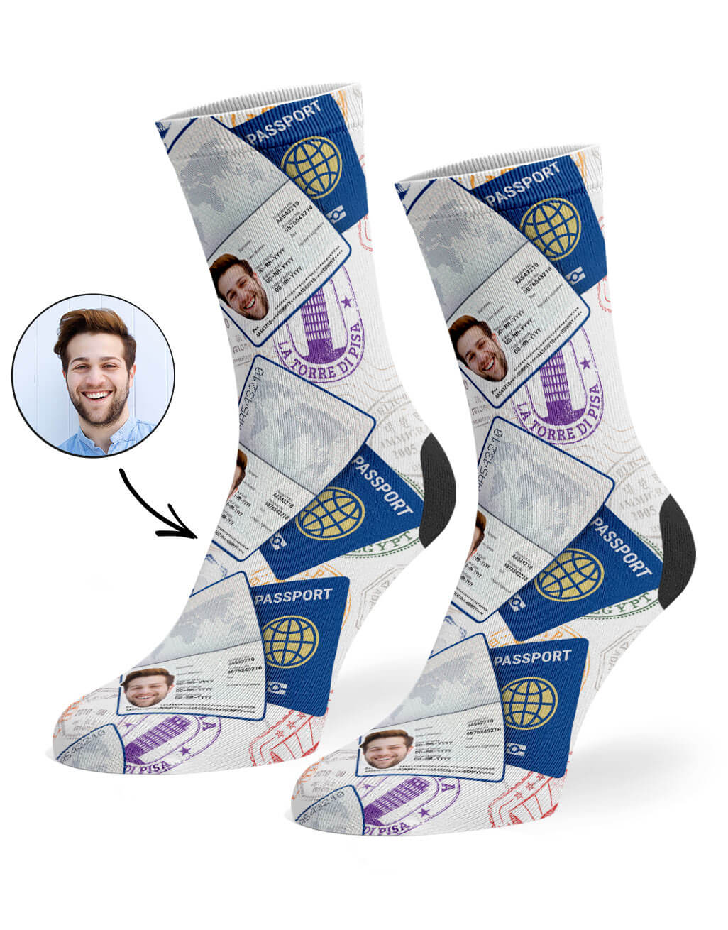 Passport Face Custom Socks