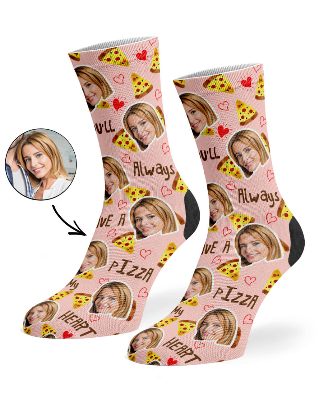 Pizza My Heart Custom Socks