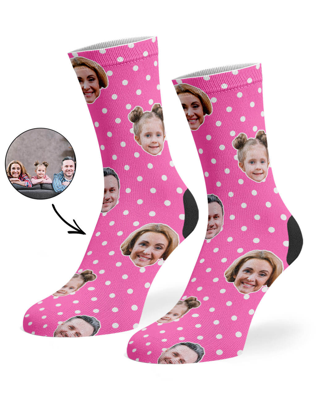 Family Polka Face Custom Socks