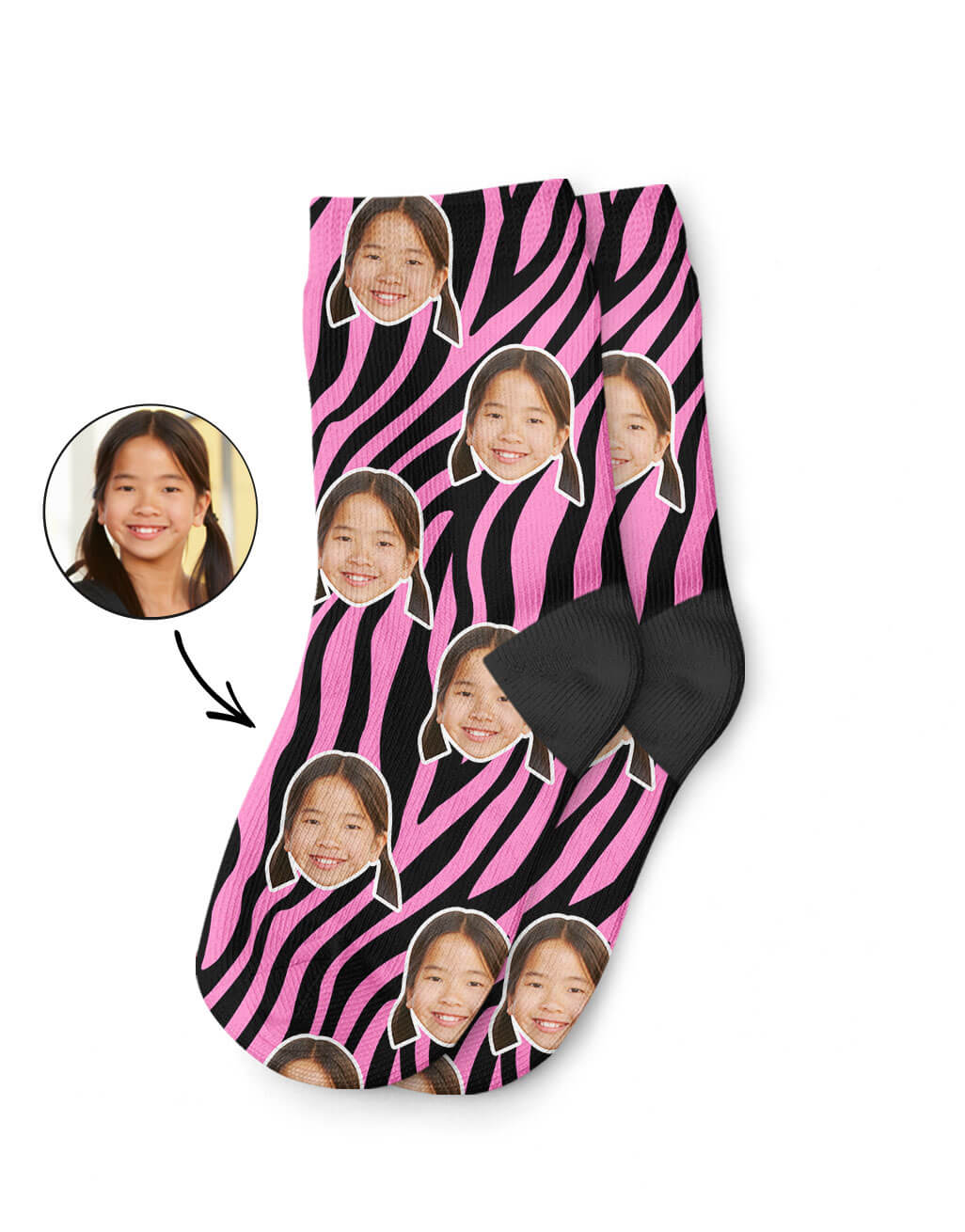 Zebra Print Face Kids Socks