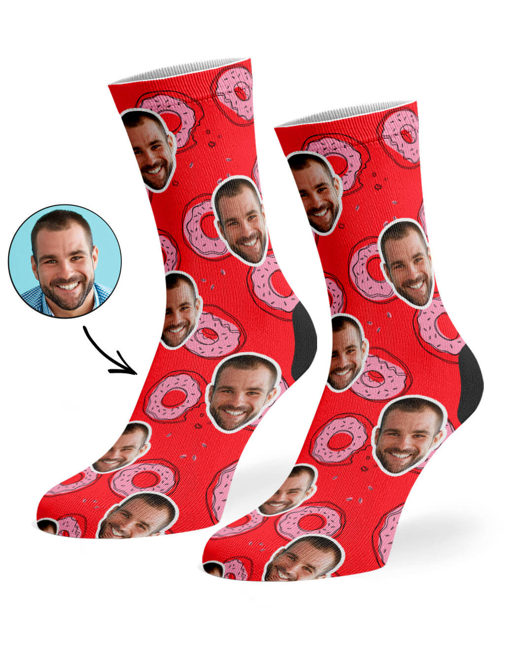 Donut Doodle Pink Custom Socks