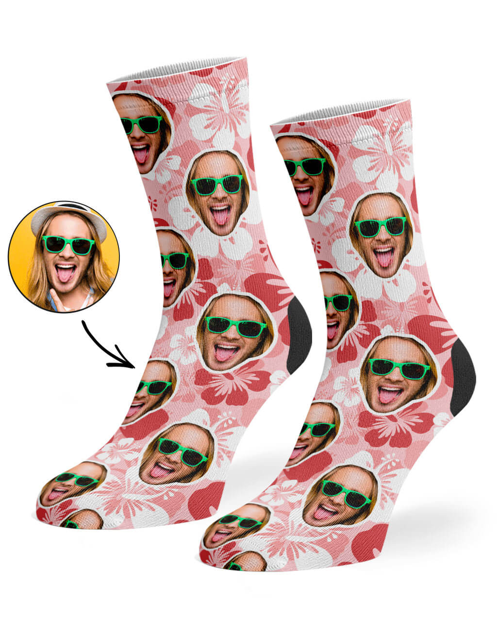 Hawaiian Face Custom Socks Red