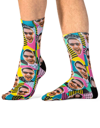 Retro Geo Face Custom Socks