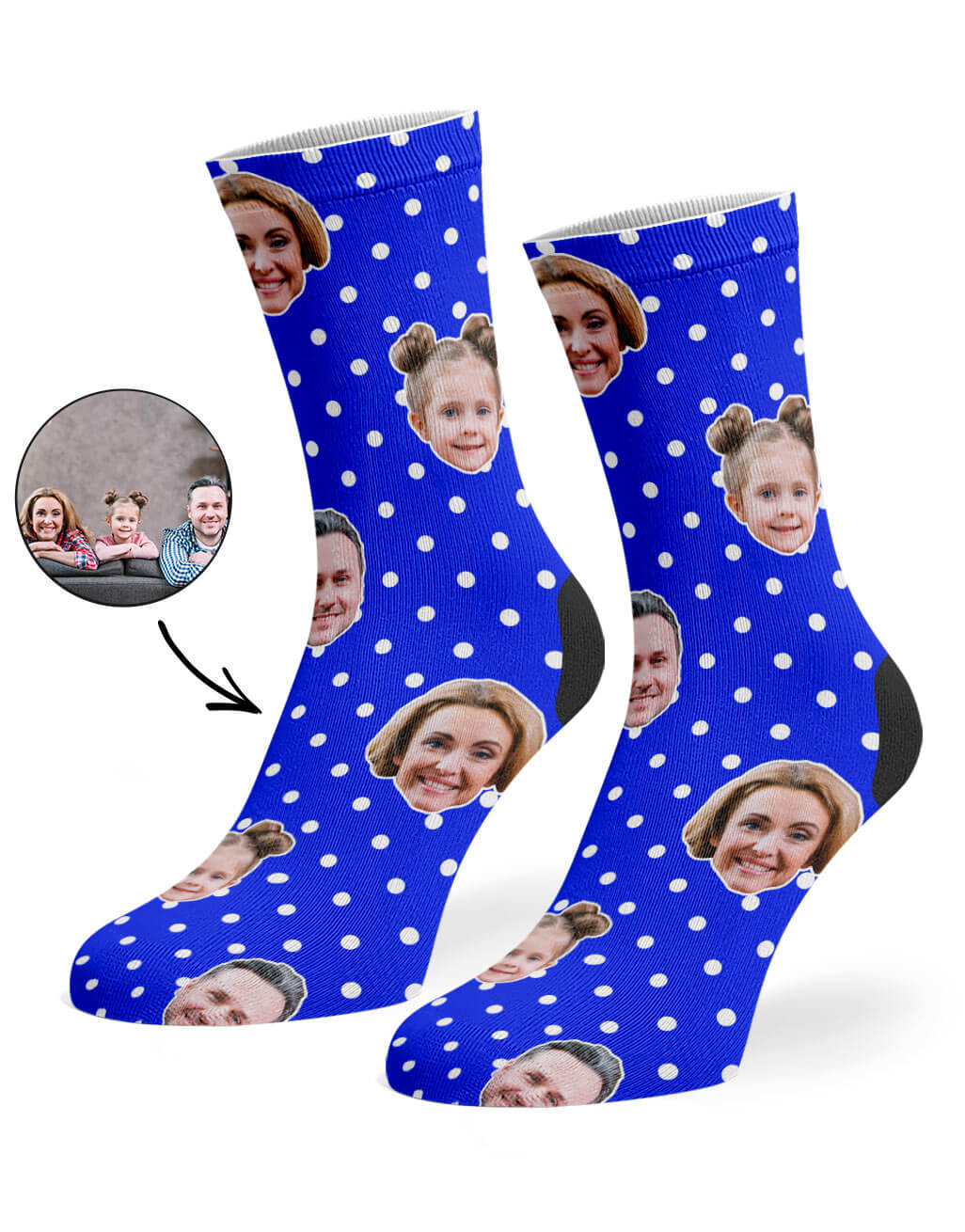 Family Polka Face Custom Socks