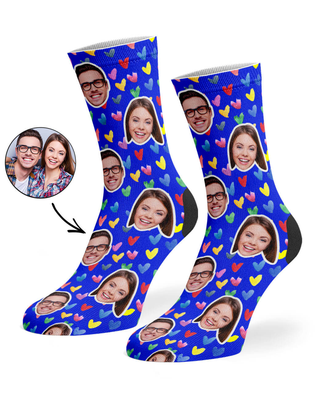 Watercolor Hearts Custom Socks