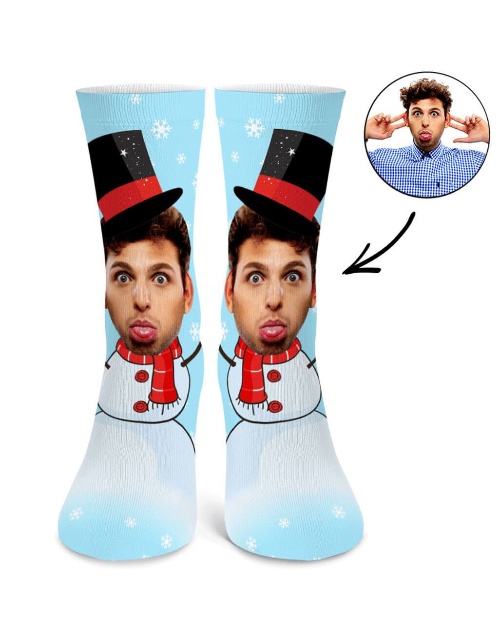 Snowman Face Custom Socks