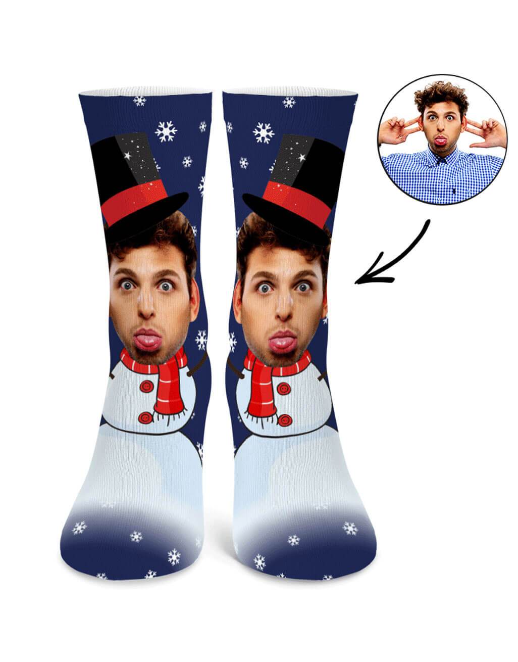 Snowman Face Custom Socks