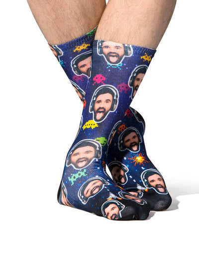 Space Invaders Face Custom Socks