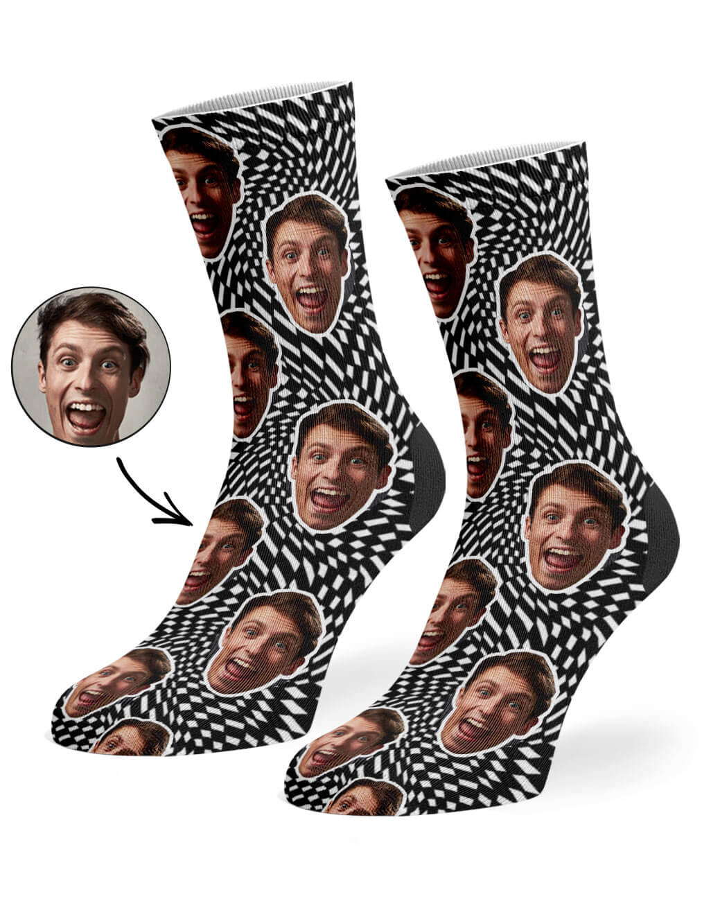 Trippy Squares Face Custom Socks