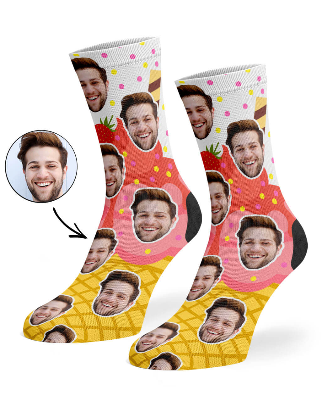 Ice Cream Custom Socks Strawberry