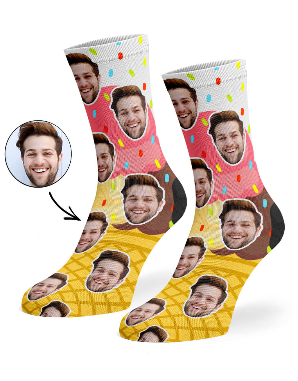 Ice Cream Custom Socks Strawberry Vanilla