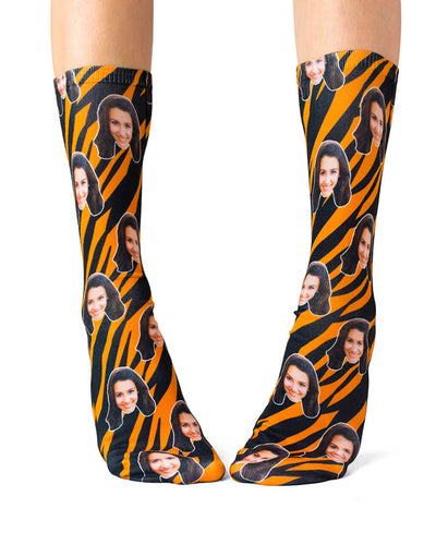 Tiger Print Face Custom Socks