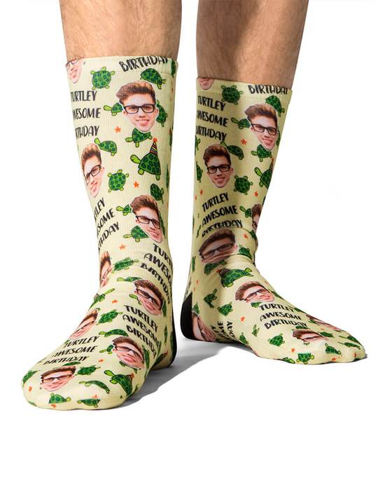 Turtley Awesome Birthday Custom Socks