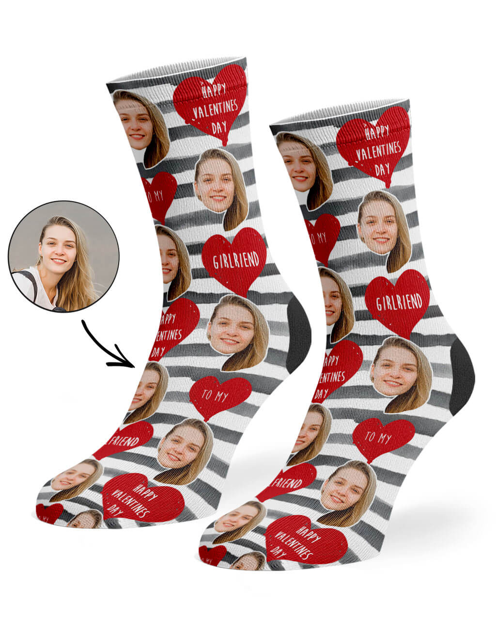Happy Valentines Girlfriend Custom Socks