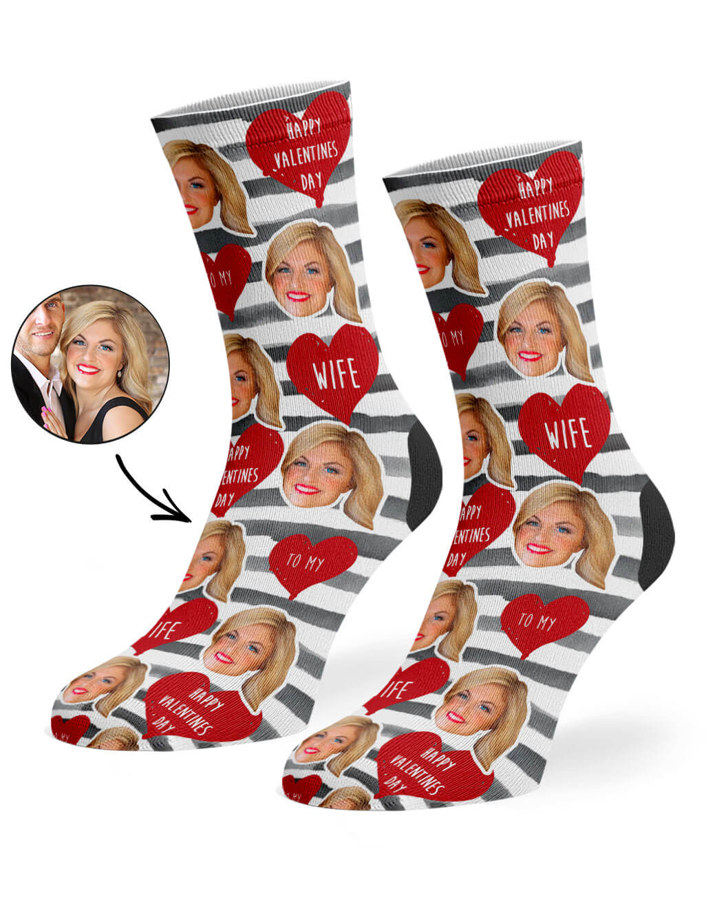 Happy Valentines Wife Custom Socks