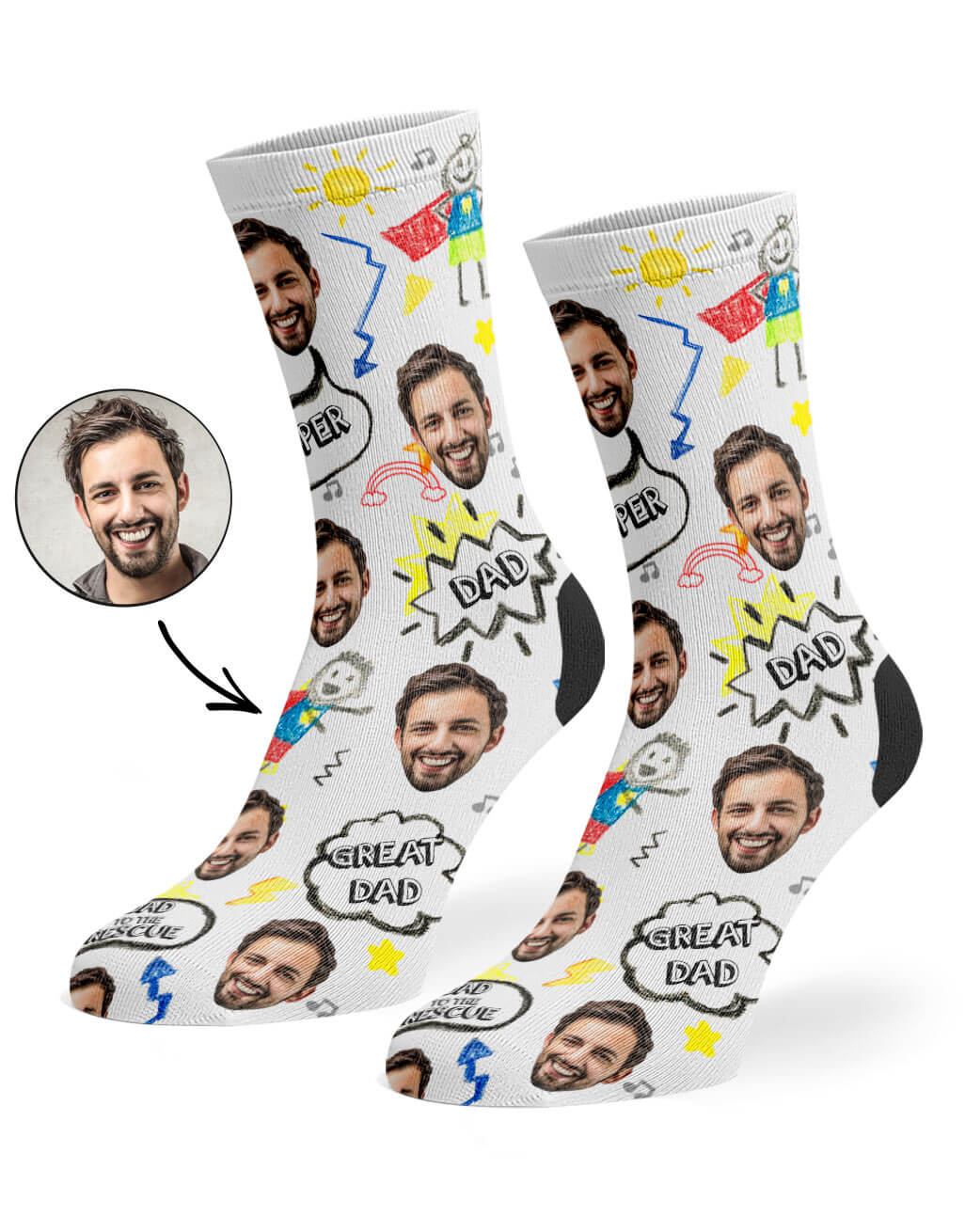 Great Dad Face Custom Socks