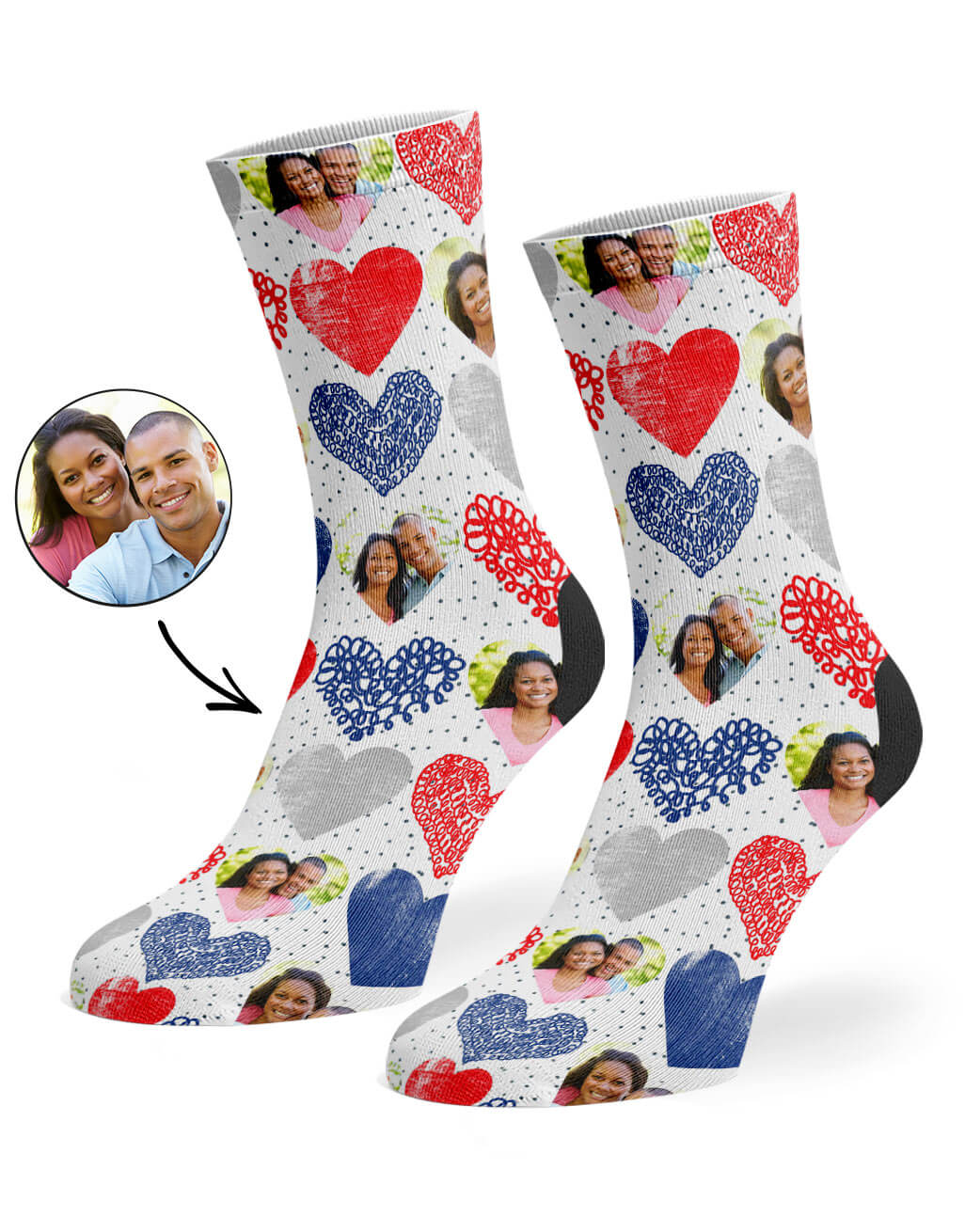 Hearts Collage Custom Socks