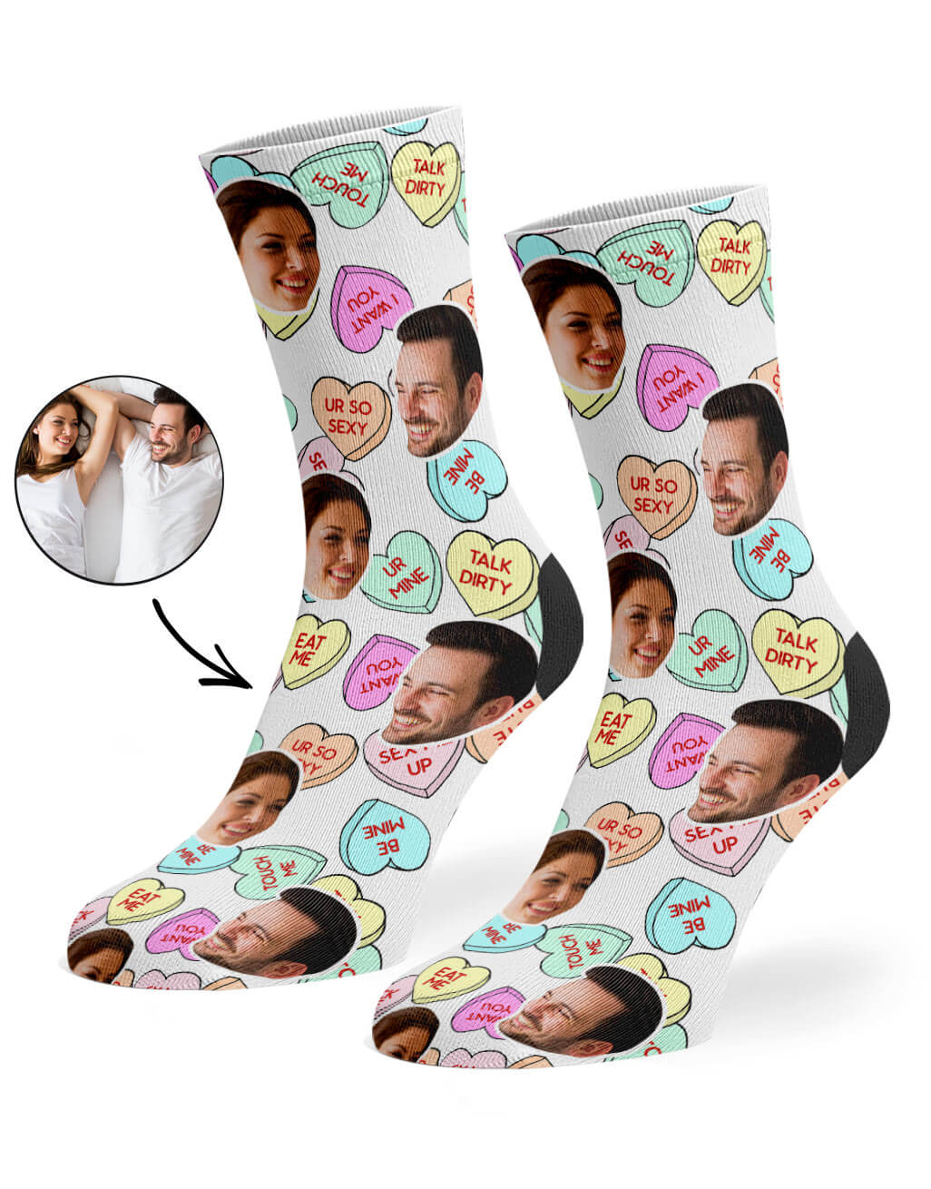 Naughty Love Hearts Custom Socks