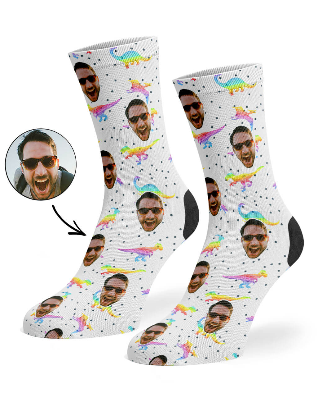 Rainbow Dinosaur Custom Socks