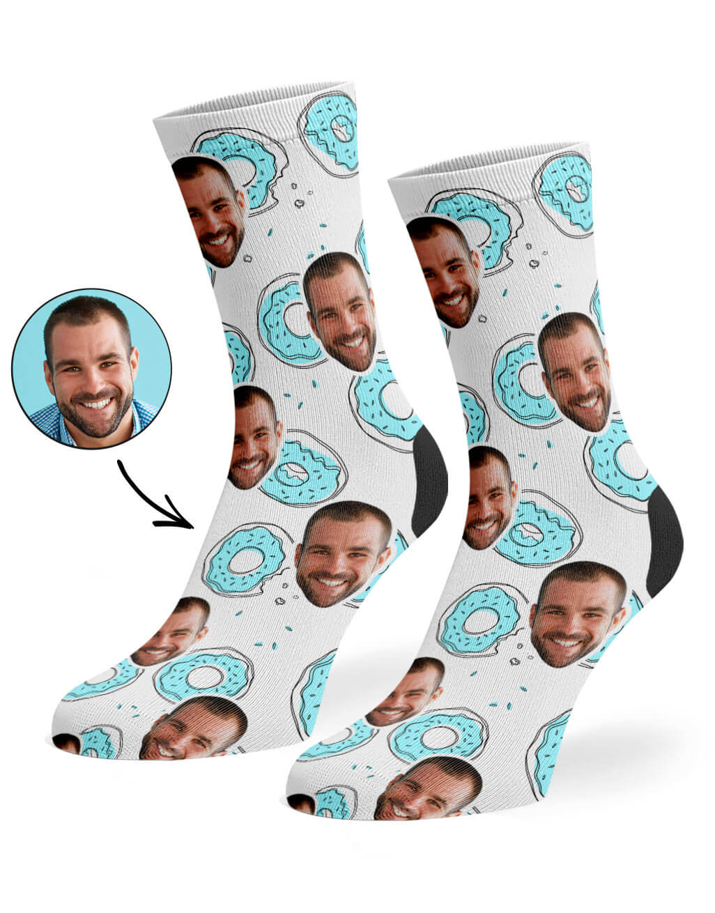 Donut Doodle Blue Custom Socks