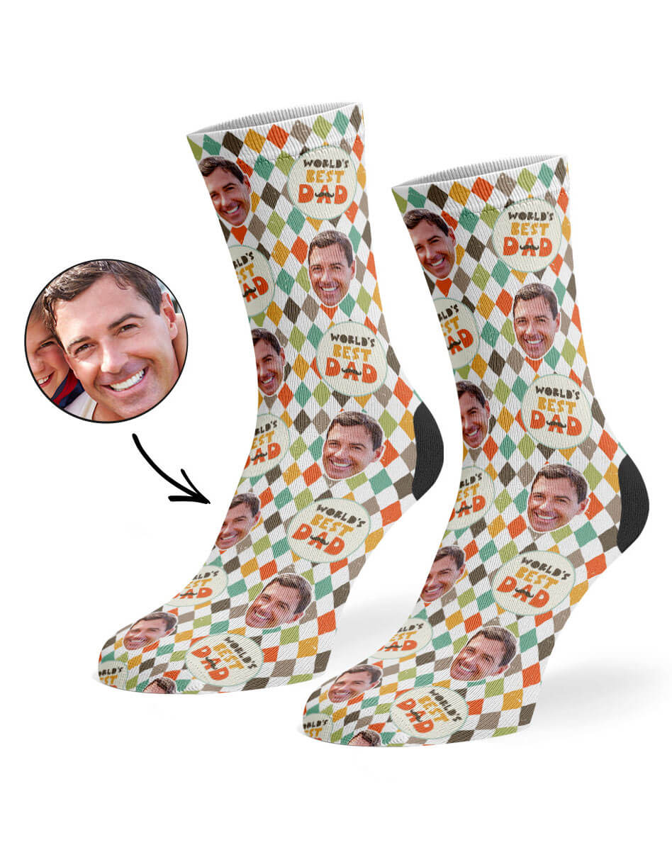 Chequered Best Dad Custom Socks