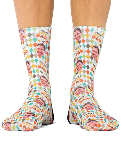 Chequered Best Dad Custom Socks