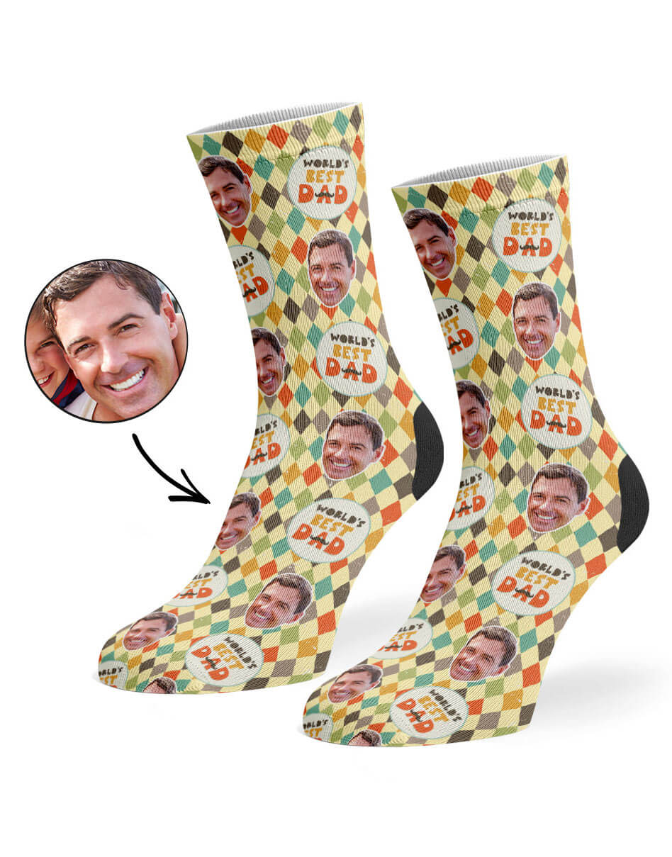 Chequered Best Dad Custom Socks