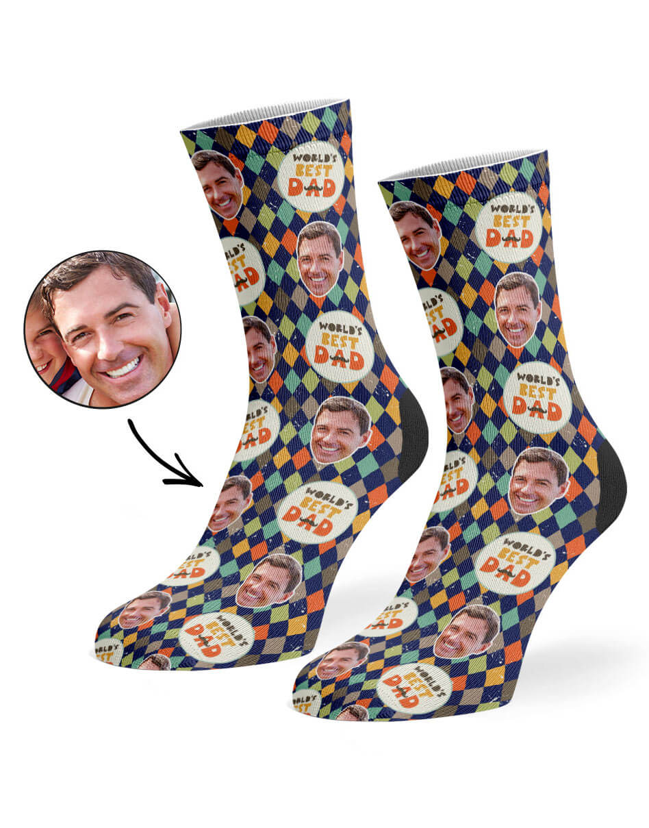 Chequered Best Dad Custom Socks