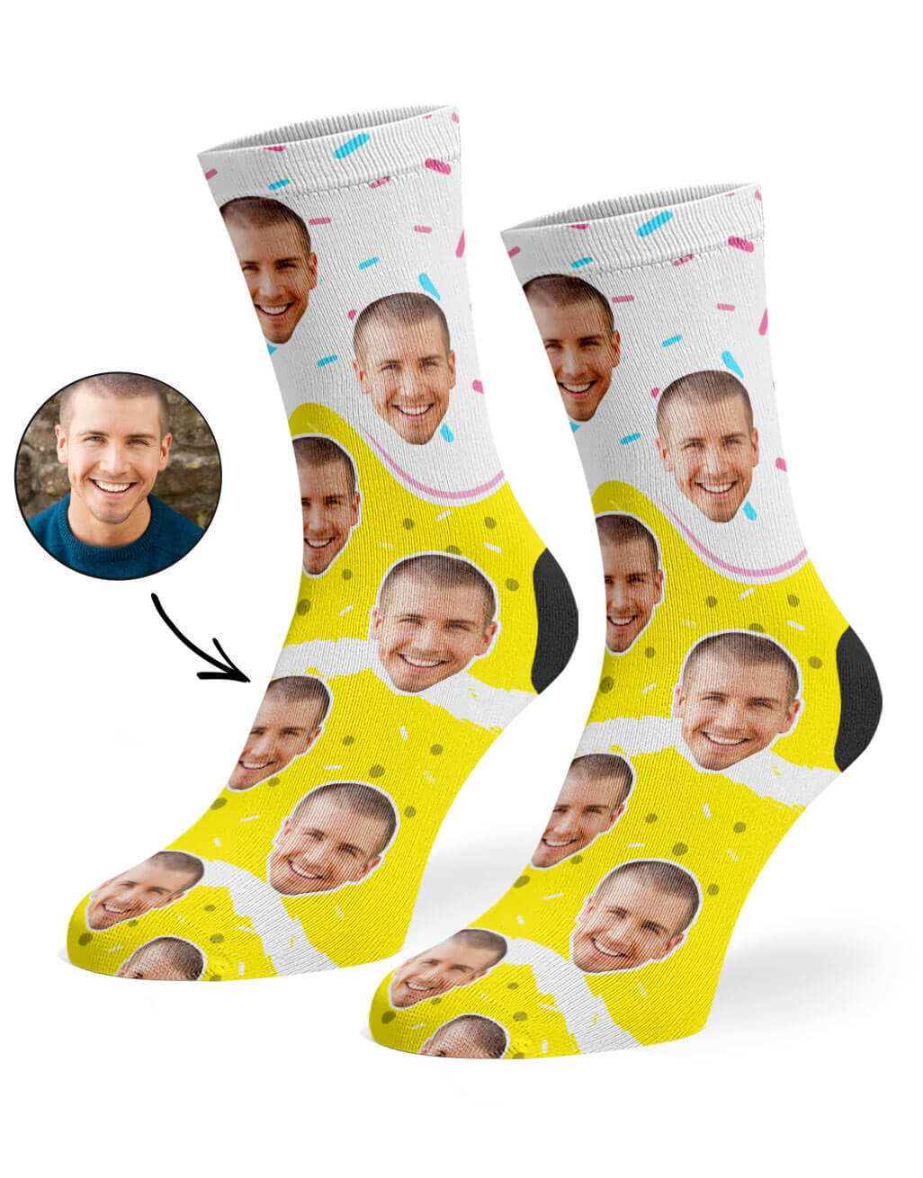 Birthday Cake Yellow Custom Socks
