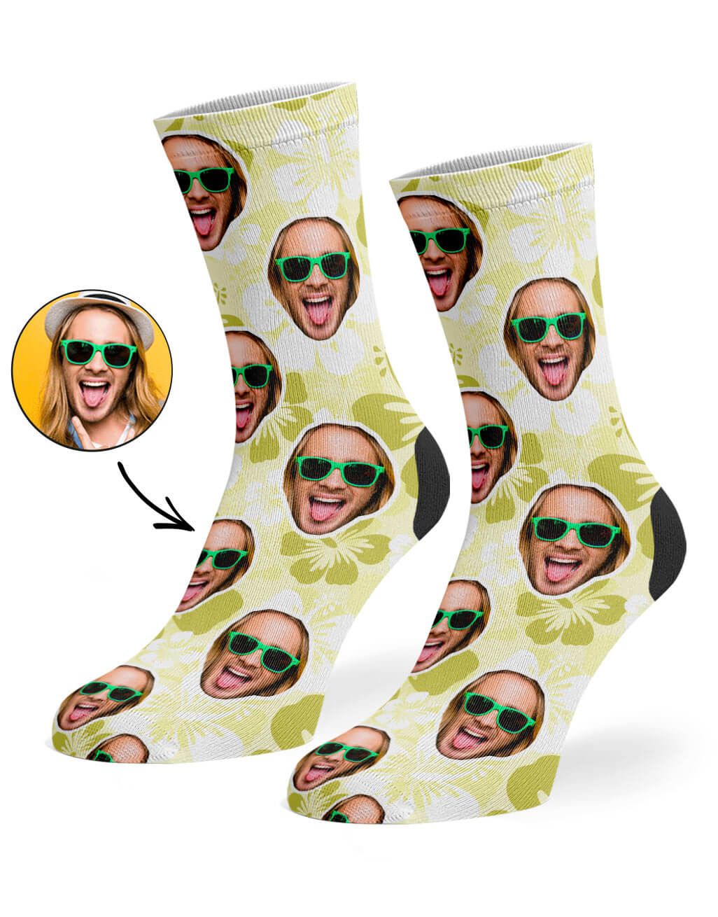 Hawaiian Face Custom Socks Yellow
