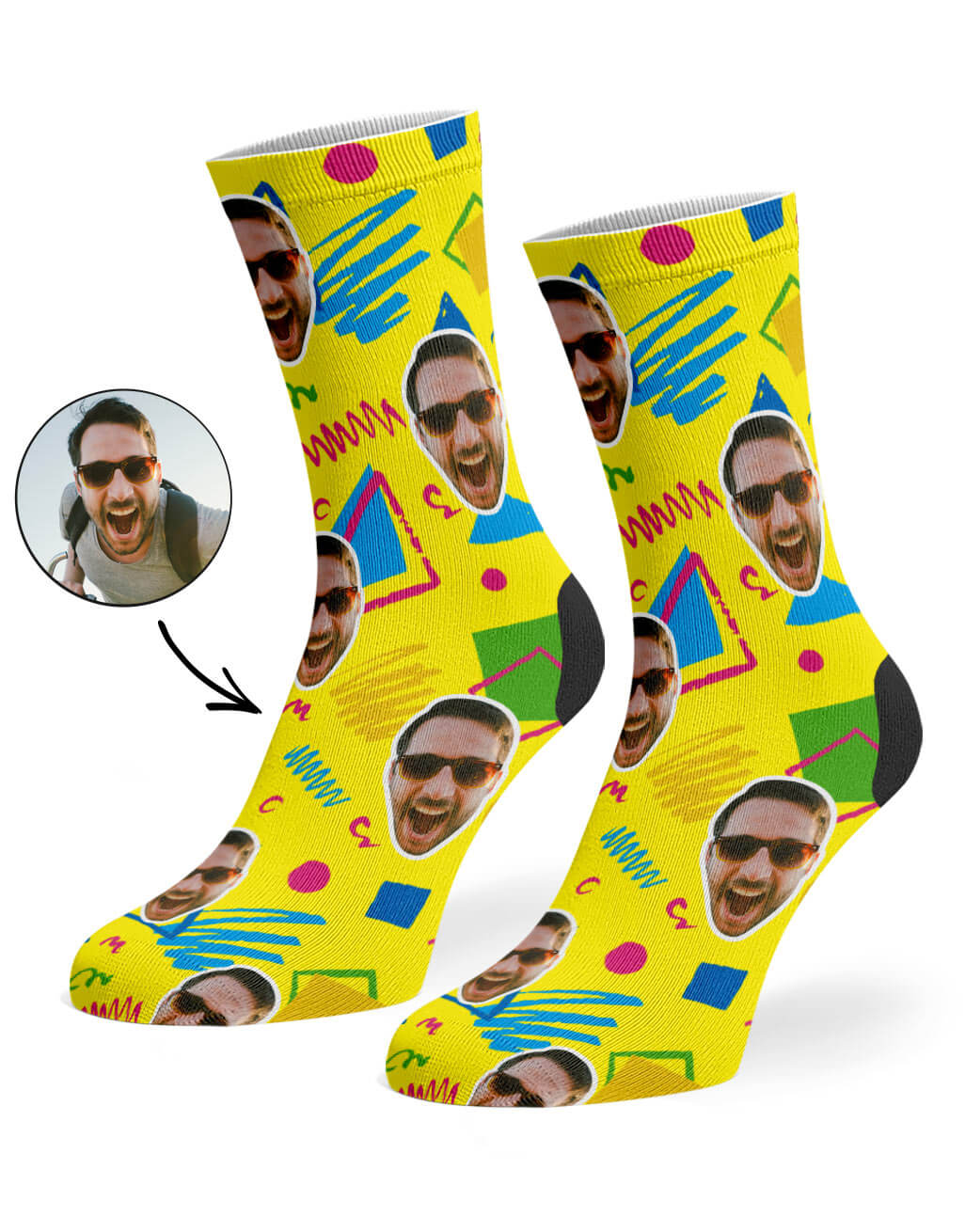 Retro Doodle Face Custom Socks