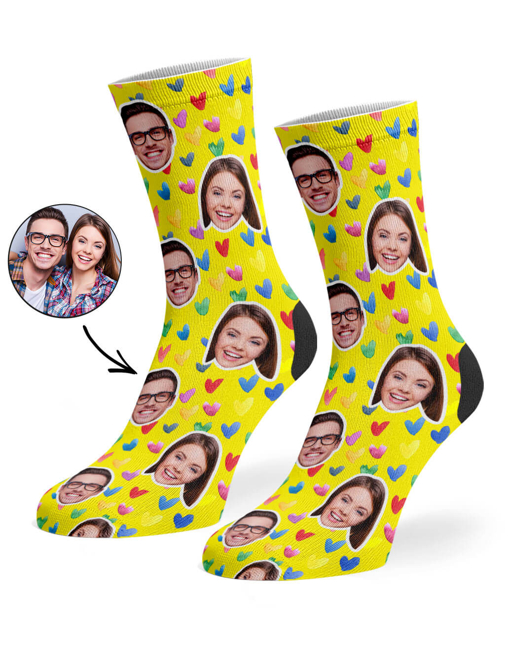 Watercolor Hearts Custom Socks